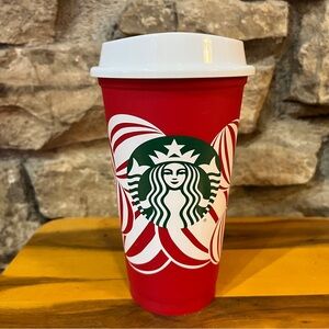 NWT Starbucks 2024 RED CUP DAY Reusable Holiday Red Cup CANDY CANE MOTIF